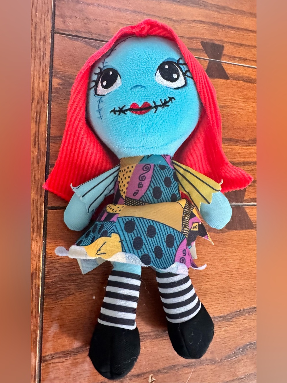 Disney Blue Plush Doll with Red Hair and Striped Legs